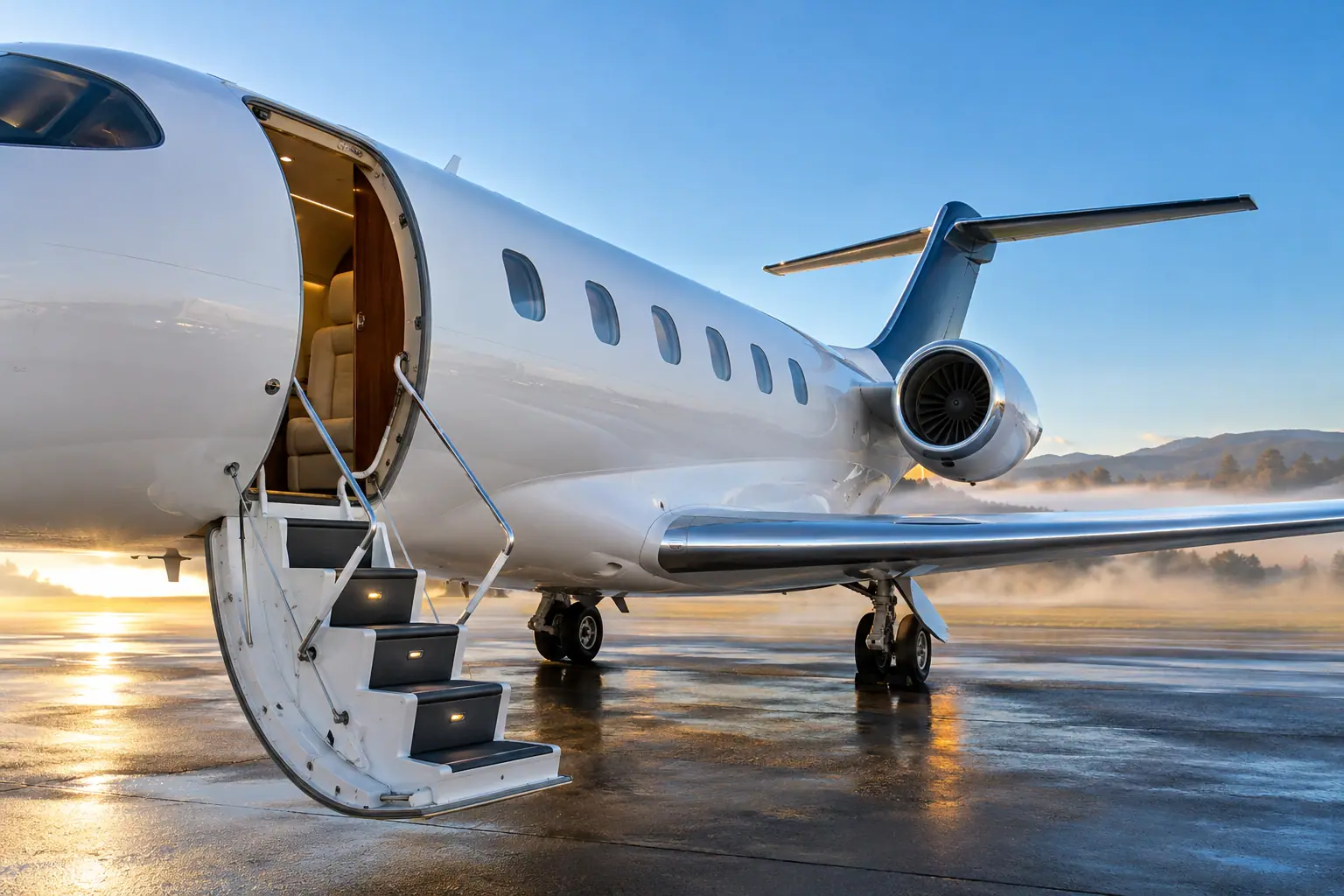 Open airstair of a private jet