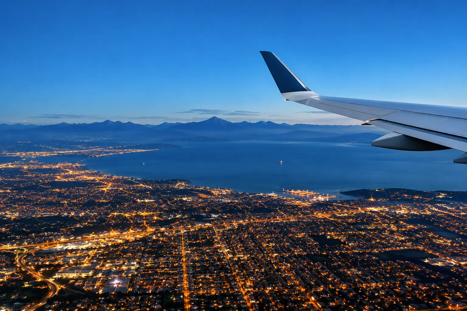 the US lights seen from a private jet