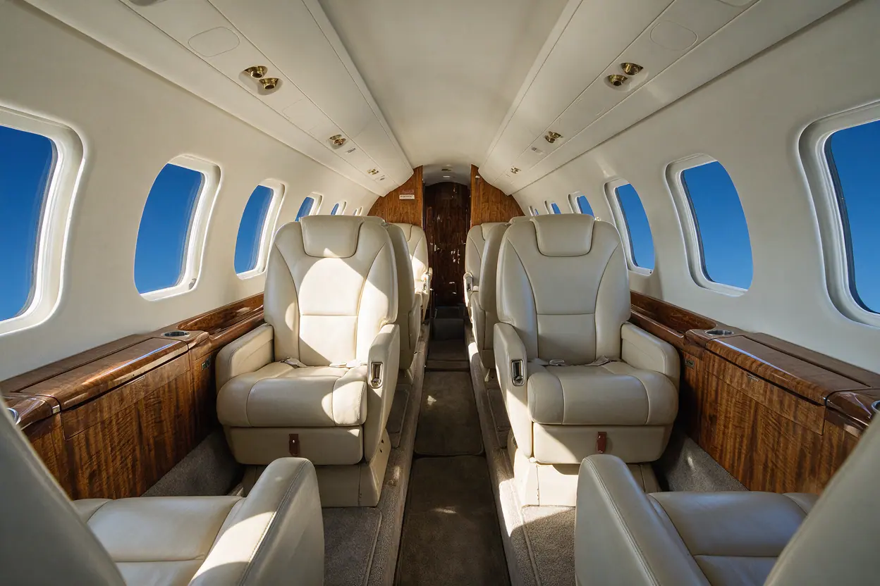 Super-midsize jet cabin interior